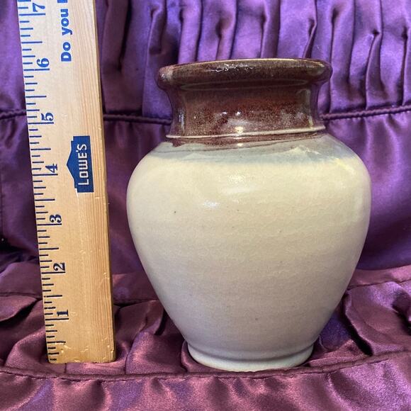 Porcelain Vase Signed Marked KJ Pottery Purple/Red Blue Cream Crazing Vintage - Picture 9 of 13